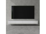 Doporro Mobile Porta Tv Sospeso 280 Cm Con 4 Ante Antracite Opaco E Bianco Opaco, Credenza Bassa Da Soggiorno Salotto, Madia Consolle Bicolore Per Tv Fernsehschrank02
