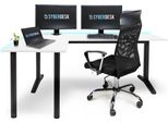 Syberdesk Scrivania Angolare Da Gioco V2 Led, 197 X 132 Cm, Scrivania Da Gioco Rgb A Forma Di L, USB-HUB, Gestione Dei Cavi, Scrivania Per Computer A Forma Di L, (Sinistra, Bianco)