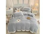 Set Di Biancheria Da Letto In Velluto, Biancheria Da Letto Invernale 135X200Cm Velluto Morbido Peluche Flanella Ragazze Microfibra Copripiumino E 1 Federa 80X80Cm, Grigio, 135X200Cm