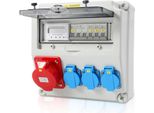 Distributore Di Corrente A Parete Clanmacy Con Contatore Elettrico Trifase E Mcb, Distributore Di Corrente A 5 Poli Con 3X Prese Schuko E Prese Cee 32A Per Uso Interno Ed Esterno