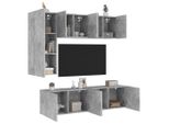 Pratica Parete Attrezzata A 5 Pezzi In Legno Massiccio Grigio - Mobili Tv, Mobili Di Design 4102575 3Parcel