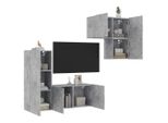 Maison Exclusive - Mobili Tv A Muro Con Led 4Pz Grigio Cemento Legno Multistrato