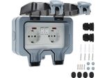 Jopassy Presa Di Corrente Da Esterno Presa Di Corrente Da Giardino Presa Di Corrente Da Esterno IP66 16A Impermeabile Antipolvere Presa Di Corrente Da Parete 2 Fori Con Interruttore