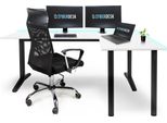 Syberdesk Scrivania Angolare Da Gioco V2 Led, 197 X 132 Cm, Scrivania Da Gioco Rgb A Forma Di L, USB-HUB, Gestione Dei Cavi, Scrivania Per Computer A Forma Di L, (Destra, Bianco)
