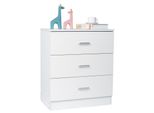 Comodino Fch Comodino A 3 Cassetti, Bianco, 56 X 33 X 66 Cm