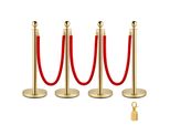 Succebuy Sistema Di Delineazione Oro Delstahl Barriera Palo Corda Di Demarcazione Con 3 Corde Di Velluto Rosso Da 1,5 M 4 Pack Colonna D'oro