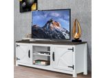 Mobile Tv Parrot Uncle Per Tv Fino A 65 Pollici, Mdf, Bianco, Con 2 Vani Aperti E 2 Ante, 147 X 41 X 62 Cm, Portata 54 Kg