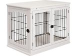 Cuccia Per Cani Casetta Per Cani Box Per Il Trasporto Gabbia Per Animali Di Piccole Dimensioni Per Interni 81 X 58,5 X 66 Cm In Mdf E Metallo Di Colore Bianco, Ideale Per Animali Domestici