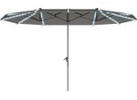 Ombrellone Doppio Fortuna Lai Con Luci Led Solari 451X267 Cm Ombrellone In Alluminio Uv 50+ Con Manovella, Ombrellone Da Balcone Resistente Al Vento Ombrellone Da Mercato Protezione Solare Per Spiaggia, Balcone, Giardino, Grigio Scuro
