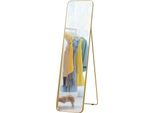 Specchio A Figura Intera Fortuna Lai 160 X 40 Cm Specchio A Figura Intera Con Telaio In Metallo E Vetro Infrangibile, Specchio Da Parete Da Appoggiare O Appendere, Specchio Per Soggiorno, Camera Da Letto, Corridoio, Oro
