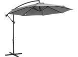 Ombrellone Fortuna Lai Con Telaio In Acciaio E Tessuto In Poliestere Grigio Ø2,95X2,45M Per Giardino, Terrazza, Balcone