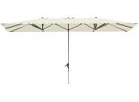 Ombrellone Doppio Fortuna Lai Con Manovella 451 X 264 Cm, Protezione Uv 50+ Ombrellone, Resistente Al Vento Ombrellone Da Giardino Ombrellone Da Balcone Ombrellone Da Mercato Protezione Solare Per Balcone Terrazza Giardino Bianco Crema