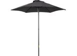 Ombrellone Outsunny Ø196 Cm, Ombrellone Girevole Con Funzione Pieghevole, Ombrellone Esagonale Da Balcone Ombrellone Da Spiaggia Ombrellone Antivento Stabile Da Mercato Ombrellone A Manovella Protezione Solare Per Spiaggia Balcone Giardino, Nero