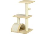 Fortuna Lai Tiragraffi 72 Cm Torre Per Gatti Con Palline Di Peluche, Tronchi Di Sisal, Piattaforma, Tavola Per Graffiare Tiragraffi A Più Livelli, Albero Per Arrampicarsi, Per Gatti Di Taglia Media, Bianco Crema