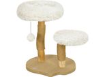Fortuna Lai Tiragraffi 61,5 Cm Di Altezza Tiragraffi Per Gatti Con Pallina, Cucce, Torre Per Gatti Con Tiragraffi, Per Gatti Di Peso Inferiore A 5 Kg, Legno Di Pero, Bianco