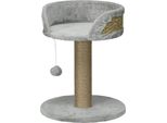 Fortuna Lai Tiragraffi Piccolo, 49 Cm Tiragraffi Per Gatti, Tiragraffi Con Pallina, Superficie Di Appoggio, Tiragraffi Per Gatti Fino A 4 Kg, Mobili Per Gatti, Juta Grigia