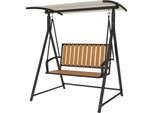 Altalena Da Giardino Fortuna Lai Con Tendalino Parasole Regolabile, Altalena Da Giardino A 2 Posti, Resistente Alle Intemperie, Panca Altalena Con Portata Massima 240 Kg, Sdraio Da Giardino Per Giardino, Terrazza, 142 X 112 X 162 Cm, Nero