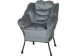 Fortuna Lai Poltrona Da Salotto Poltrona Lounge Imbottita Poltrona Relax Con Tasca Laterale, Gambe In Acciaio Poltrona Imbottita Con Effetto Velluto, Poltrona Singola Per Camera Da Letto, Grigio