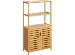 Fortuna Lai Armadio Da Bagno, Mobile Da Bagno Con Ante A Lamelle, Scaffale Da Bagno, Legno Di Bambù, Legno Naturale