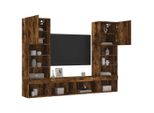Maison Exclusive - Mobili Tv A Muro Con Led 5Pz Rovere Fumo In Legno Multistrato