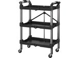 Carrello Da Officina Fortuna Lai A 3 Ripiani, Carrello Portautensili Pieghevole Con Maniglia, Carrello Da Montaggio Per Officina, Magazzino, Garage, Portata Fino A 68 Kg, Nero