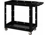 Carrello Da Officina Fortuna Lai A 2 Ripiani, Carrello Portautensili Con Maniglia Laterale, Fori Per Ganci Carrello Da Officina Per Garage, Magazzino, Carico Massimo 227 Kg, Nero