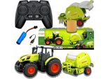 Lolex | Trattore Rc Con Rotopressa - 1:24 - Telecomandato - Giocattolo Agricolo Realistico