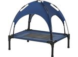 Fortuna Lai Letto Rialzato Per Cani Da Esterno Con Baldacchino Protezione Uv 61X46X62 Cm, Tessuto Taffetà Traspirante In Blu Scuro Per Un Riposo Confortevole Dell'animale