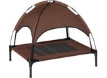 Fortuna Lai Lettino Per Animali Domestici Da Esterno Con Baldacchino 76X61X73 Cm, Lettino Rialzato Per Cani In Tessuto Taffetà Traspirante Color Caffè