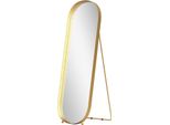 Specchio A Figura Intera Fortuna Lai Con Cornice In Metallo, 160 X 50 Cm, Cornice Color Oro, Per Soggiorno, Camera Da Letto