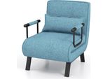 Costway 4 In 1 Poltrona Letto Pieghevole, Divano Letto Con Schienale Regolabile A 5 Livelli, Cuscino E Seduta, Divano Letto Fino A 150 Kg, 79X65X79 Cm, Turchese