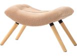 Fortuna Lai Poggiapiedi Moderno Con Rivestimento In Pile E Gambe In Legno, Imbottito, Per Soggiorno, Camera Da Letto, Corridoio, Marrone