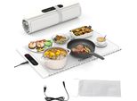 Costway Tappeto Riscaldante Elettrico In Silicone, Scaldavivande Arrotolabile, Piastra Riscaldante Con Spegnimento Automatico, 6 Controlli Di Temperatura 50-100℃ E Timer Bianco
