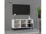 Maison Exclusive - Mobile Tv Con Gambe In Metallo Bianco 103,5X30X50 Cm