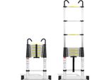 Bettizia Scala Telescopica In Alluminio Premium Scala Allungabile Scala Pieghevole Altezza 3,2M Argento Scala Multiuso Antiscivolo Con Stabilizzatore E Ganci Estraibili