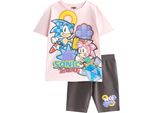 Sonic The Hedgehog - Maglietta E Pantaloncini Da Bambina NS9021 (140) (Rosa)