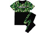 Minecraft - Pigiama Con Pantaloni Lunghi Per Ragazzi, A Maniche Corte NS9307 (134) (Verde/Nero)