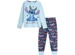 Lilo & Stitch - Pigiama Con Pantaloni Lunghi Per Bambini, Disegno Natalizio, Maniche Lunghe NS9096 (146) (Blu)