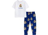 Real Madrid Cf - Pigiama Bambino Con Pantaloni Lunghi E Maniche Corte NS9400 (92) (Bianco/Blu)