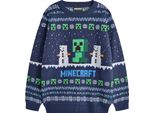 Minecraft - Maglione Per Ragazzi, Design Natalizio NS9071 (158-164) (Blu)