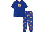 Fc Barcelona - Pigiama Con Pantaloni Lunghi Da Bambino, Maniche Corte NS9170 (104) (Blu)