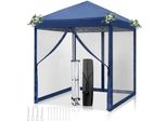 Gazebo Pieghevole Fch 2X2M, Gazebo Pop Up Con 4 Pareti Laterali, Impermeabile, Protezione Uv, Gazebo Da Giardino, Blu