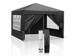 Fch Gazebo Pieghevole 3 X 3M Gazebo Pop Up Pieghevole Tenda Da Giardino Impermeabile, Protezione Uv 50+ Gazebo E Tende Per Feste Tendone Con 4 Lati， Nero