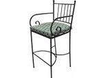 Casa Padrino Sedia Da Bar In Ferro Battuto Liberty Con Braccioli Nero/Verde H. 117 Cm
