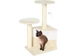 Tiragraffi Wiltec In Beige Alto 71 Cm, Tiragraffi Per Gatti Con Due Piattaforme, Albero Per Gatti Con Grotta E Palla Da Gioco, Albero Da Arrampicata Per Gatti