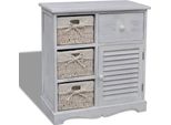 The Living Store Armadio In Legno Con 3 Cestini In Vimini Bianco