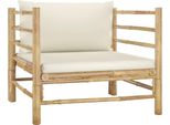 The Living Store Divano Da Giardino Con Cuscini In Bambù Bianco Crema