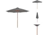 Vidaxl Ombrellone Con Palo In Legno 300 Cm Antracite - Ombrelloni E Tende Da Sole