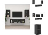 Vidaxl Mobili Tv A Parete 4 Pz. Materiale A Base Di Legno Grigio Lucido - Mobili Tv