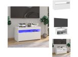 Vidaxl Mobile Tv Con Luci Led Bianco Lucido 75X35X40 Cm - Mobili Tv
